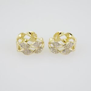 E1903 Earrings - Aretes - Zircon Stone - 14K Real Color