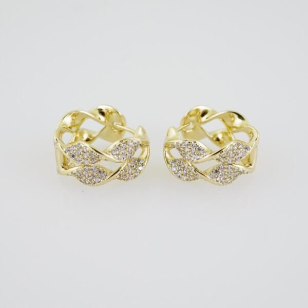 E1903 Earrings - Aretes - Zircon Stone - 14K Real Color