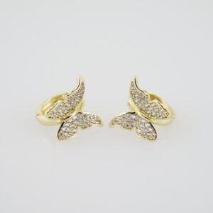 E1909 Earrings - Aretes - Zircon Stone - 14K Real Color