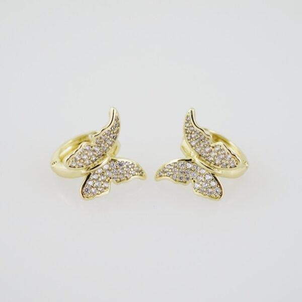 E1909 Earrings - Aretes - Zircon Stone - 14K Real Color