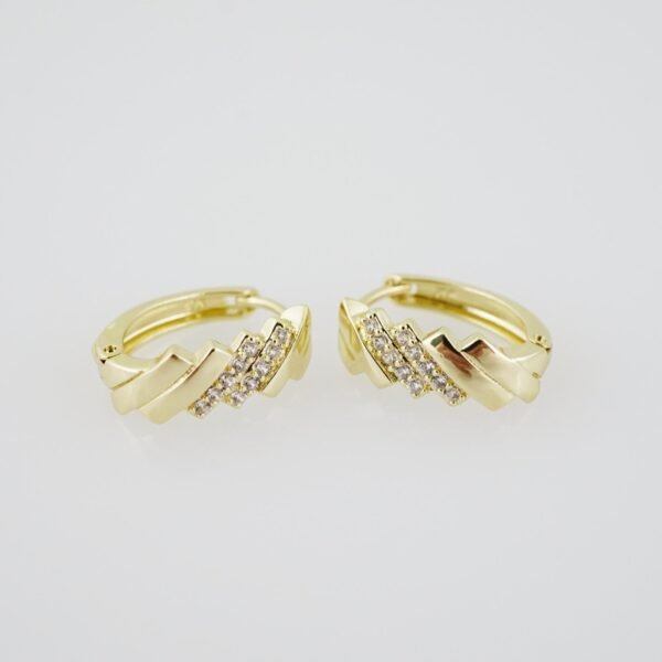 E1910 Earrings - Aretes - Zircon Stone - 14K Real Color