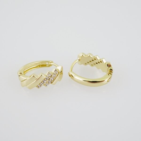 E1910 Earrings - Aretes - Zircon Stone - 14K Real Color - Image 2