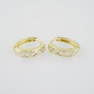 E1911 Earrings - Aretes - Zircon Stone - 14K Real Color