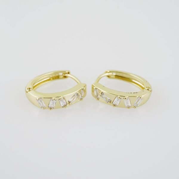 E1911 Earrings - Aretes - Zircon Stone - 14K Real Color
