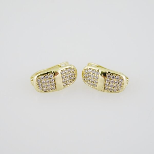 E1912 Earrings - Aretes - Zircon Stone - 14K Real Color