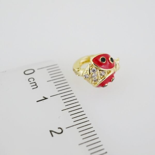 E1914 Earrings - Aretes - Zircon Stone - 14K Real Color - Red - Image 3