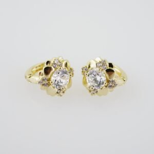 E1917 Earrings - Aretes - Zircon Stone - 14K Real Color