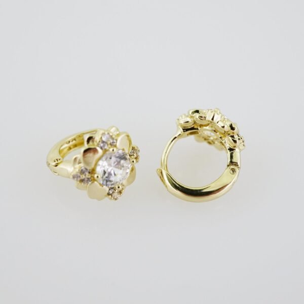 E1917 Earrings - Aretes - Zircon Stone - 14K Real Color - Image 2