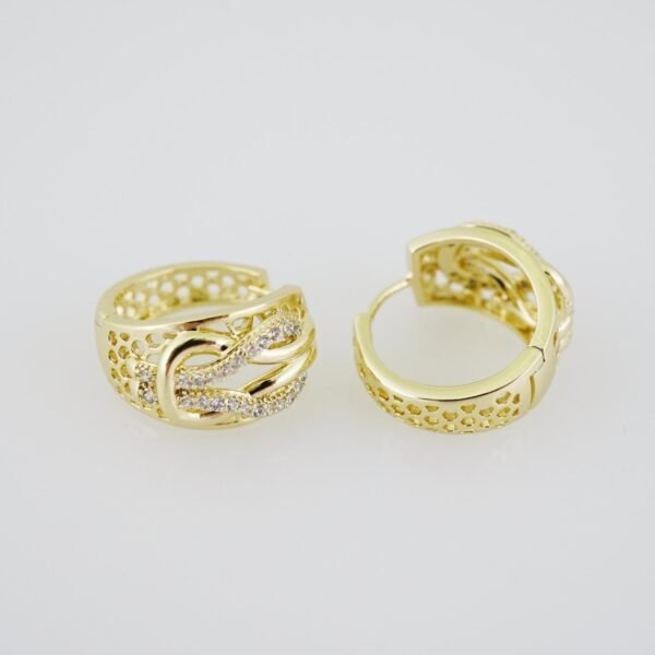 E1918 Earrings - Aretes - Zircon Stone - 14K Real Color - Image 2