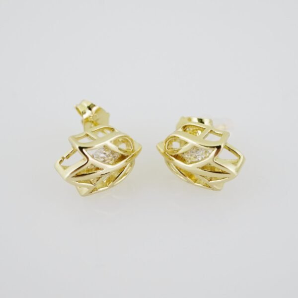 E1921 Earrings - Aretes - Zircon Stone - 14K Real Color
