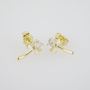 E1922 Earrings - Aretes - Zircon Stone - 14K Real Color