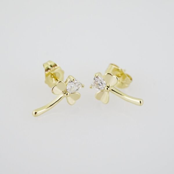 E1922 Earrings - Aretes - Zircon Stone - 14K Real Color