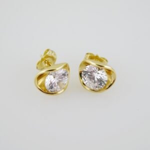 E1923 Earrings - Aretes - Zircon Stone - 14K Real Color
