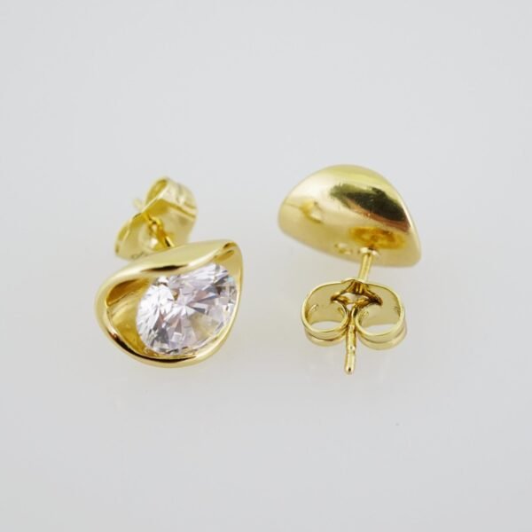 E1923 Earrings - Aretes - Zircon Stone - 14K Real Color - Image 2