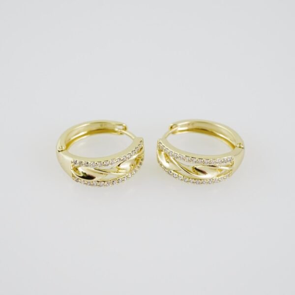 E1927 Earrings - Aretes - Zircon Stone - 14K Real Color