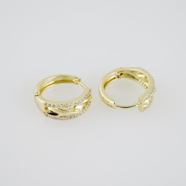 E1927 Earrings - Aretes - Zircon Stone - 14K Real Color - Image 2