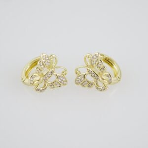 E1928 Earrings - Aretes - Zircon Stone - 14K Real Color