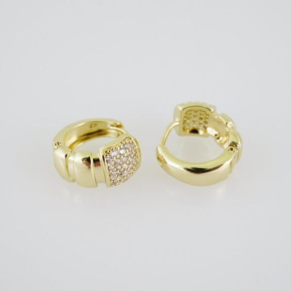 E1929 Earrings - Aretes - Zircon Stone - 14K Real Color - Image 2
