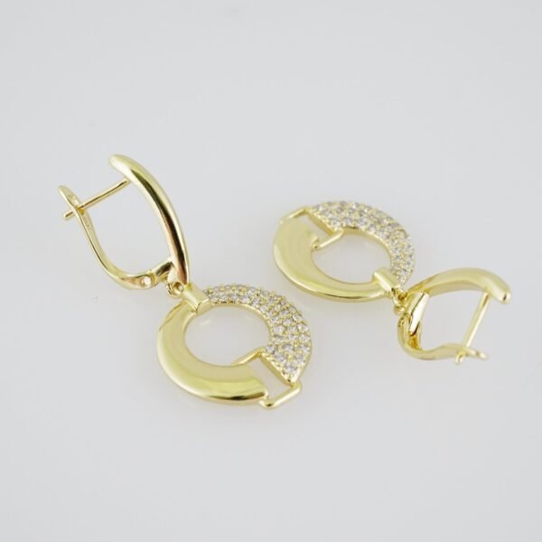 E1934 Earrings - Aretes - Zircon Stone - 14K Real Color - Image 2