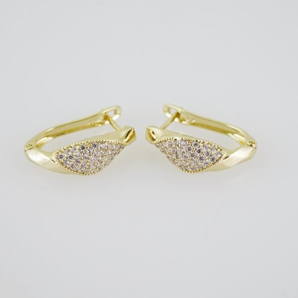 E1935 Earrings - Aretes - Zircon Stone - 14K Real Color