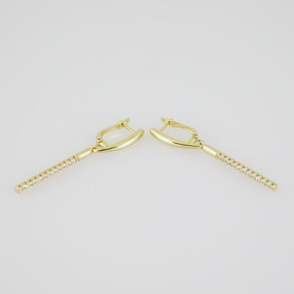 E1936 Earrings - Aretes - Zircon Stone - 14K Real Color