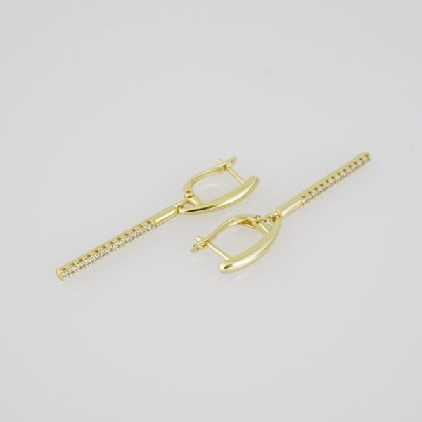 E1936 Earrings - Aretes - Zircon Stone - 14K Real Color - Image 2