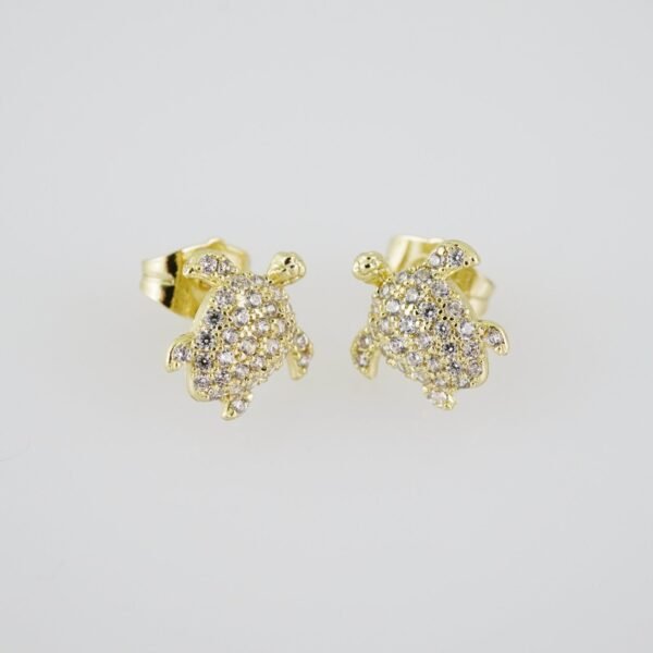E1937 Earrings - Aretes - Zircon Stone - 14K Real Color