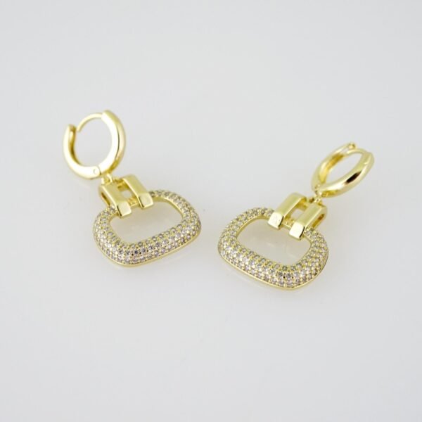 E1945 Earrings - Aretes - Zircon Stone - 14K Real Color