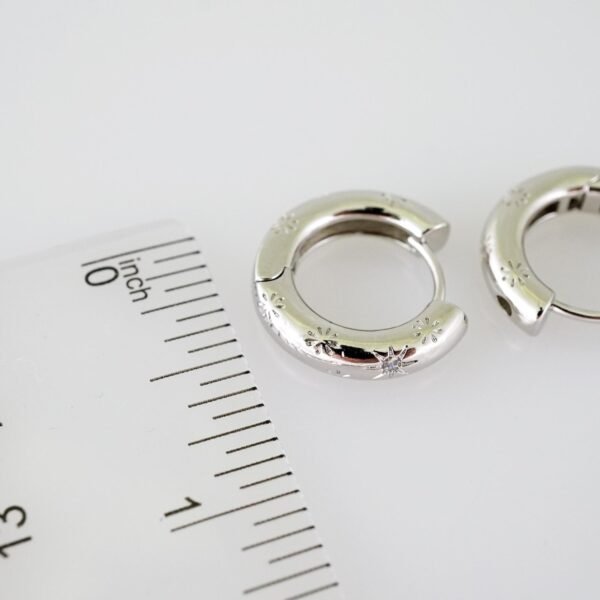 E1954 Earrings - Aretes - Zircon Stone - Silver Color - Image 3