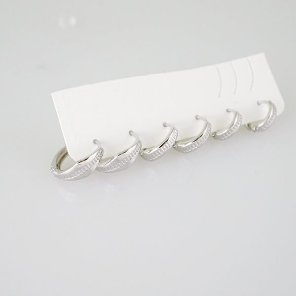 E1955 Earrings - Aretes - Plain - Silver Color