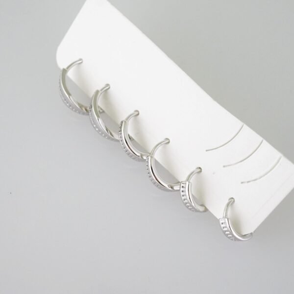 E1955 Earrings - Aretes - Plain - Silver Color - Image 2