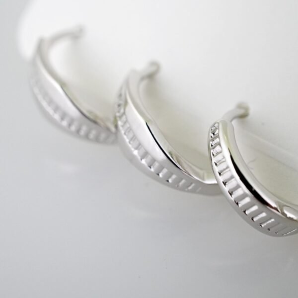 E1955 Earrings - Aretes - Plain - Silver Color - Image 3