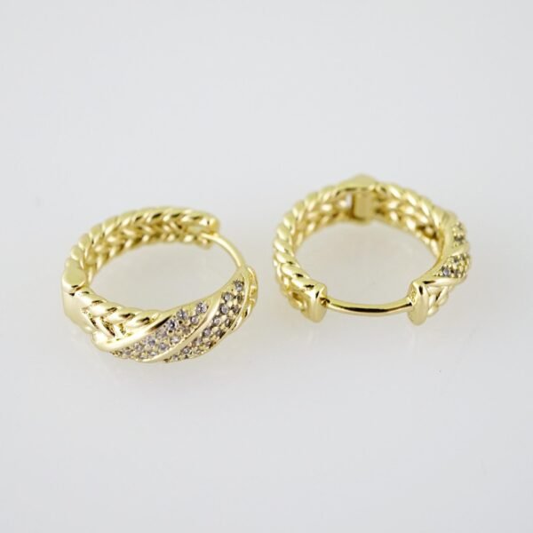 E1964 Earrings - Aretes - Zircon Stone - 14K Real Color - Image 2