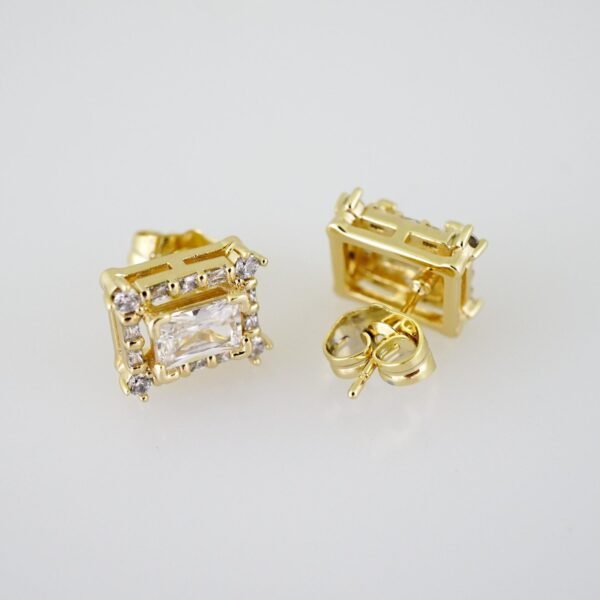 E1961 Earrings - Aretes - Zircon Stone - 14K Real Color - Image 2