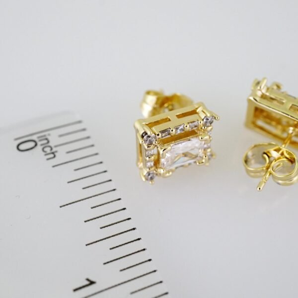 E1961 Earrings - Aretes - Zircon Stone - 14K Real Color - Image 3
