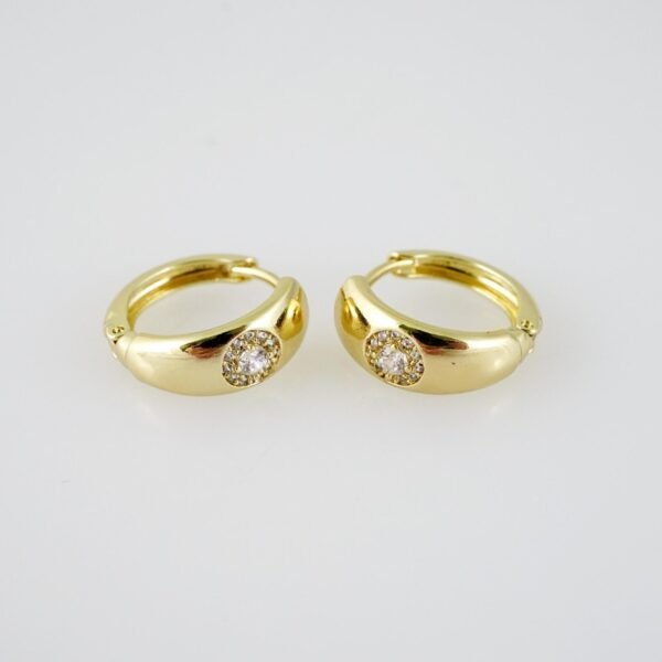 E1967 Earrings - Aretes - Zircon Stone - 14K Real Color