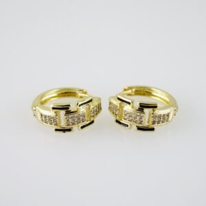 E1969 Earrings - Aretes - Zircon Stone - 14K Real Color