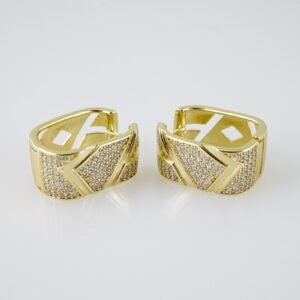 E1977 Earrings - Aretes - Zircon Stone - 14K Real Color