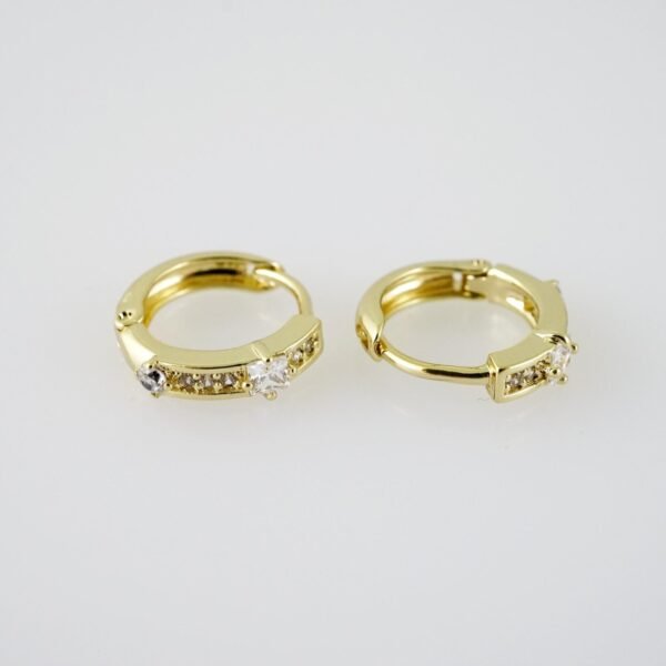 E1978 Earrings - Aretes - Zircon Stone - 14K Real Color - Image 2