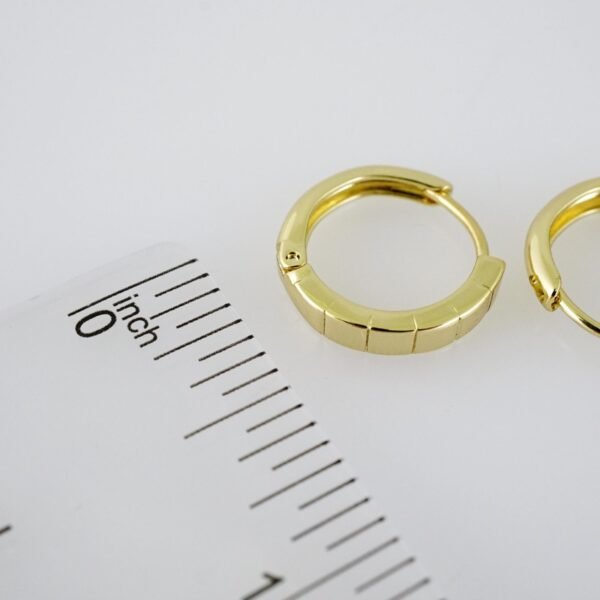 E1980 Earrings - Aretes - Plain - 14k Real Color - Image 3