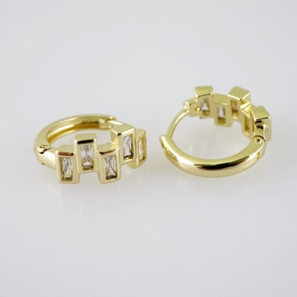 E1981 Earrings - Aretes - Zircon Stone - 14K Real Color - Image 2