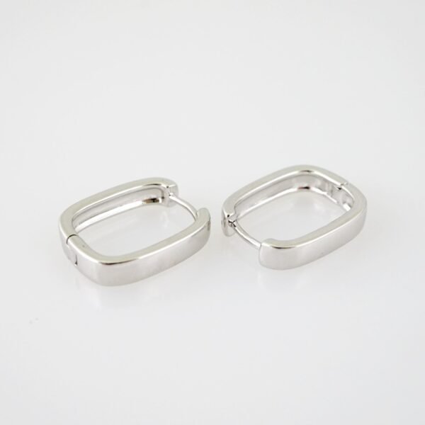 E1987 Earrings - Aretes - Plain - Silver Color - Image 2