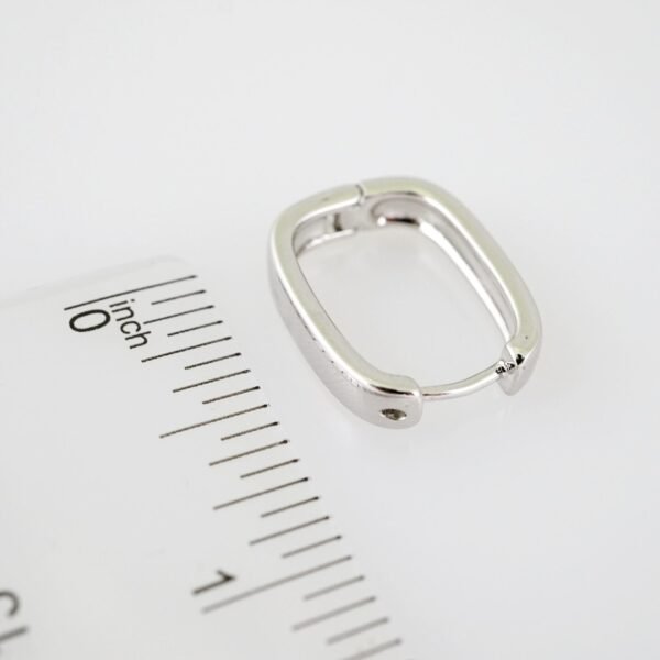 E1987 Earrings - Aretes - Plain - Silver Color - Image 3