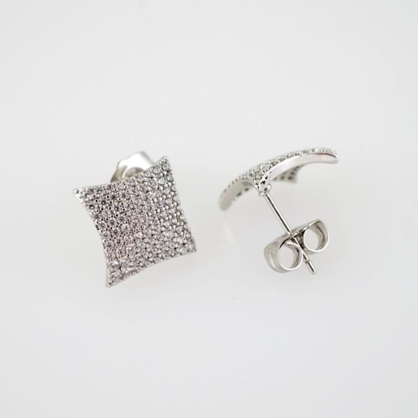 E1988 Earrings - Aretes - Zircon Stone - Silver Color - Image 2
