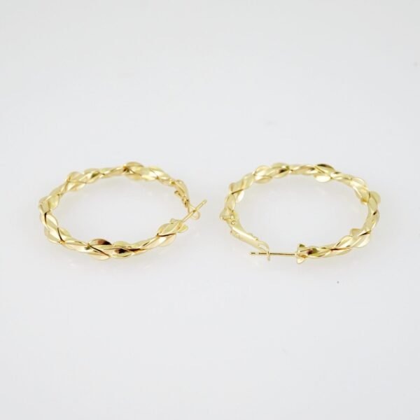 E1990 Earrings - Aretes - Plain - 14k Real Color - Image 2