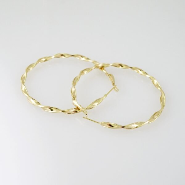 E1991 Earrings - Aretes - Plain - 14k Real Color - Image 2