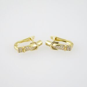 E1997 Earrings - Aretes - Zircon Stone - 14K Real Color