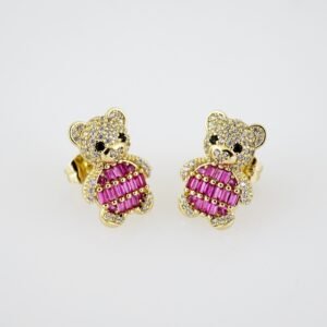 E1999 Earrings - Aretes - Zircon Stone - 14K Real Color