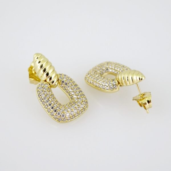E2007 Earrings - Aretes - Zircon Stone - 14K Real Color - Image 2