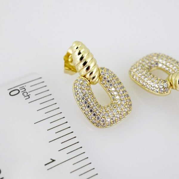 E2007 Earrings - Aretes - Zircon Stone - 14K Real Color - Image 3